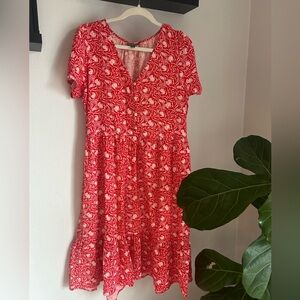 Style & Co. Red and Pink Floral Midi Dress